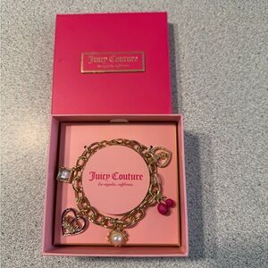 Juicy Couture Gold Bracelet with Pink Charms